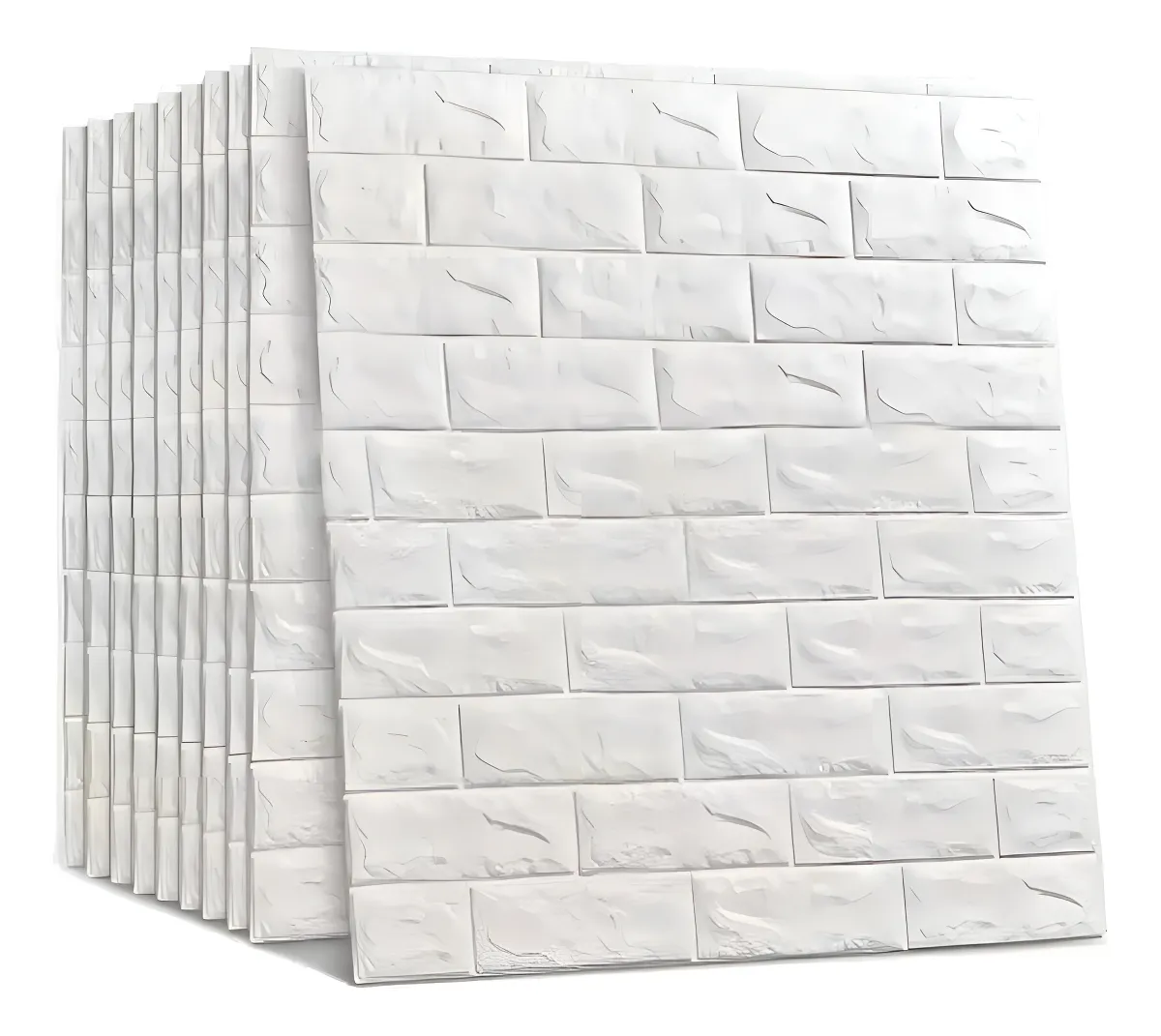 Placas Adesivas 3D Tijolinho Branco 70x77cm - 20 Unidades