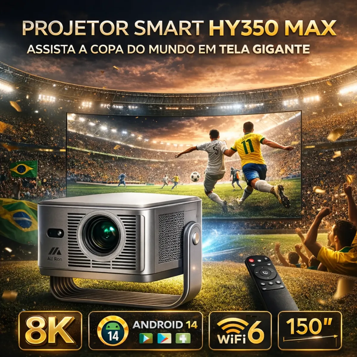 Projetor Smart Aliron HY350 Max 8K Android 14 Full HD 1080p — foto 2
