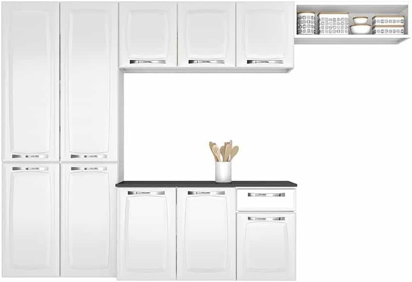 Armário de Cozinha Itatiaia Amanda Aço com Balcão 10 Portas e 1 Gaveta