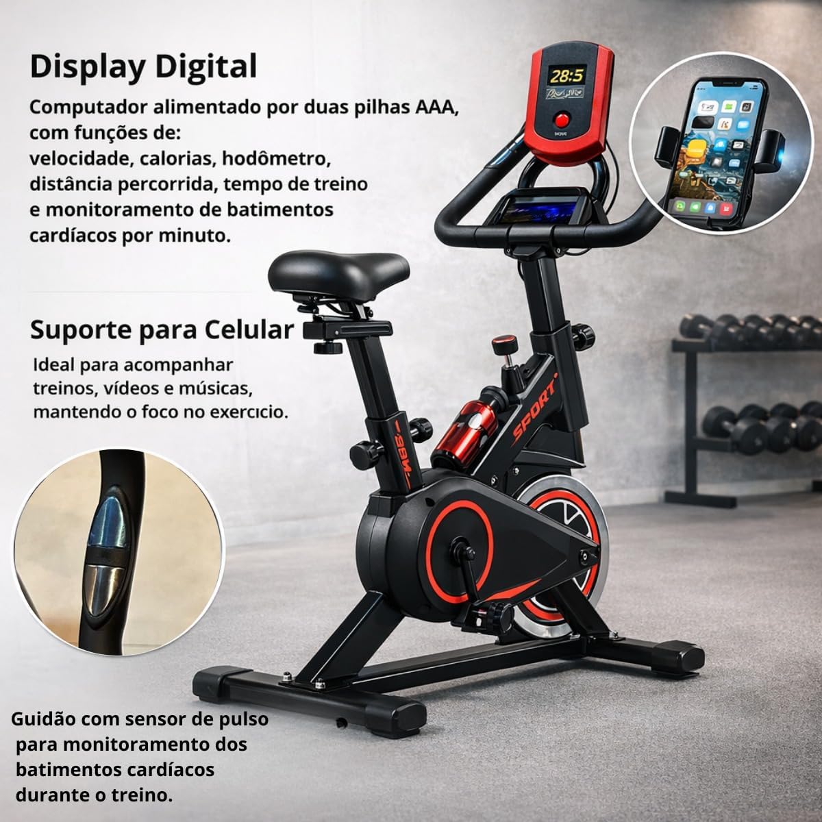 Bike Ergométrica Vertical Premium Silenciosa com Monitor LCD — foto 4