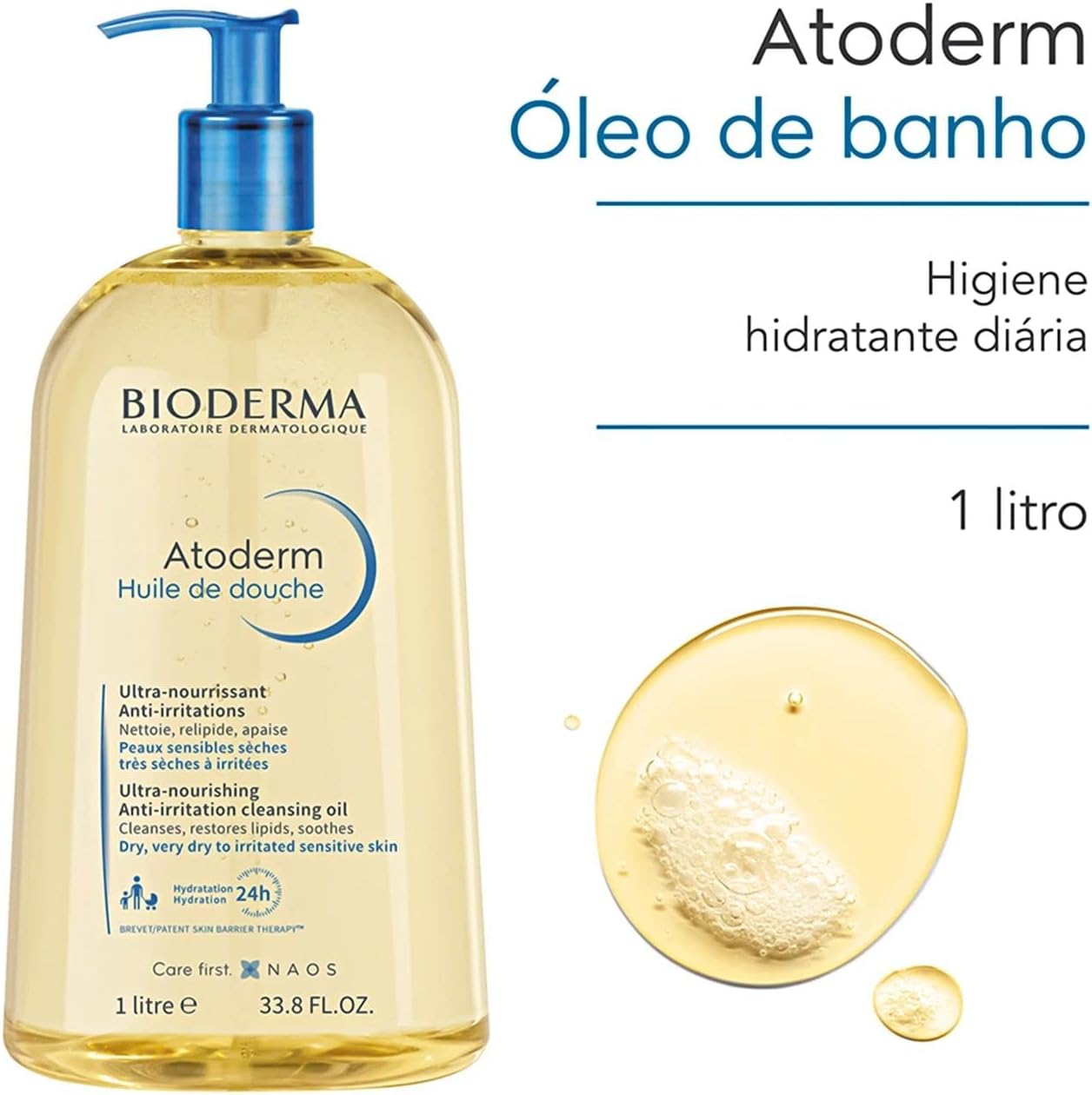 Bioderma Atoderm Óleo de Banho 1 Litro - Higiene Hidratante — foto 2
