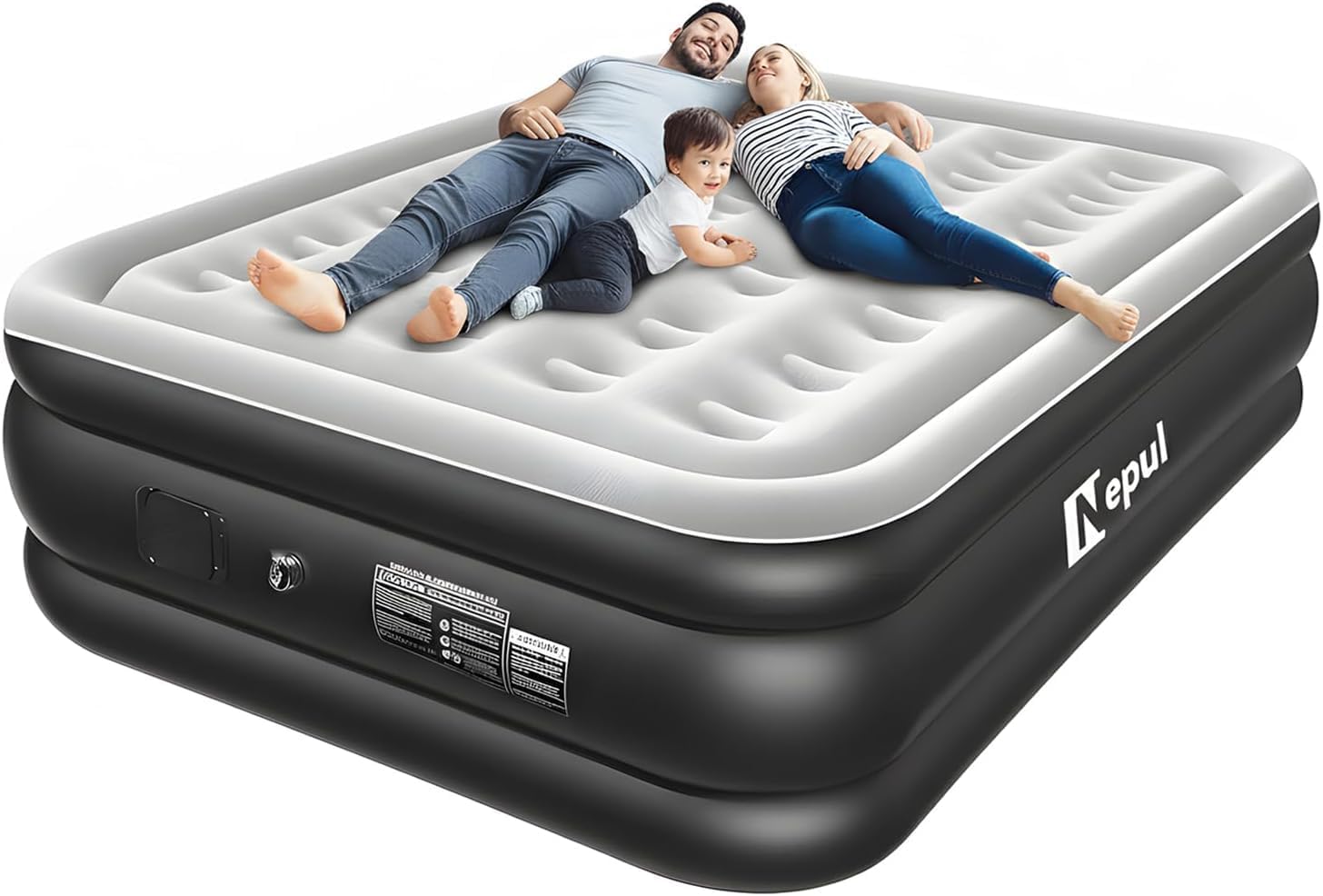 Colchão de Ar Queen Size Premium Inflável com Bomba de Lítio Embutida 203x152x46 cm