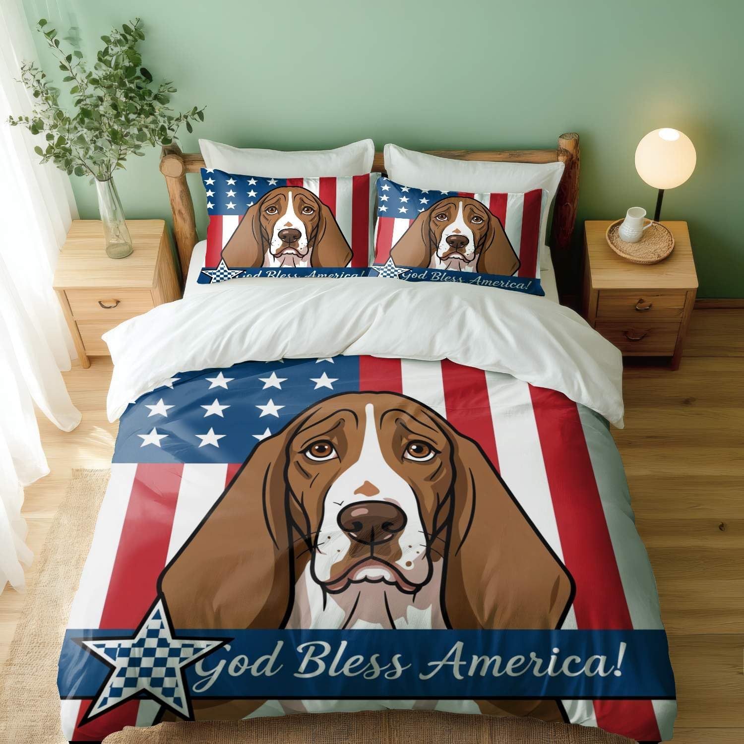 Conjunto de Capa de Edredom Girassol Cachorro Aquarela 3 Peças
