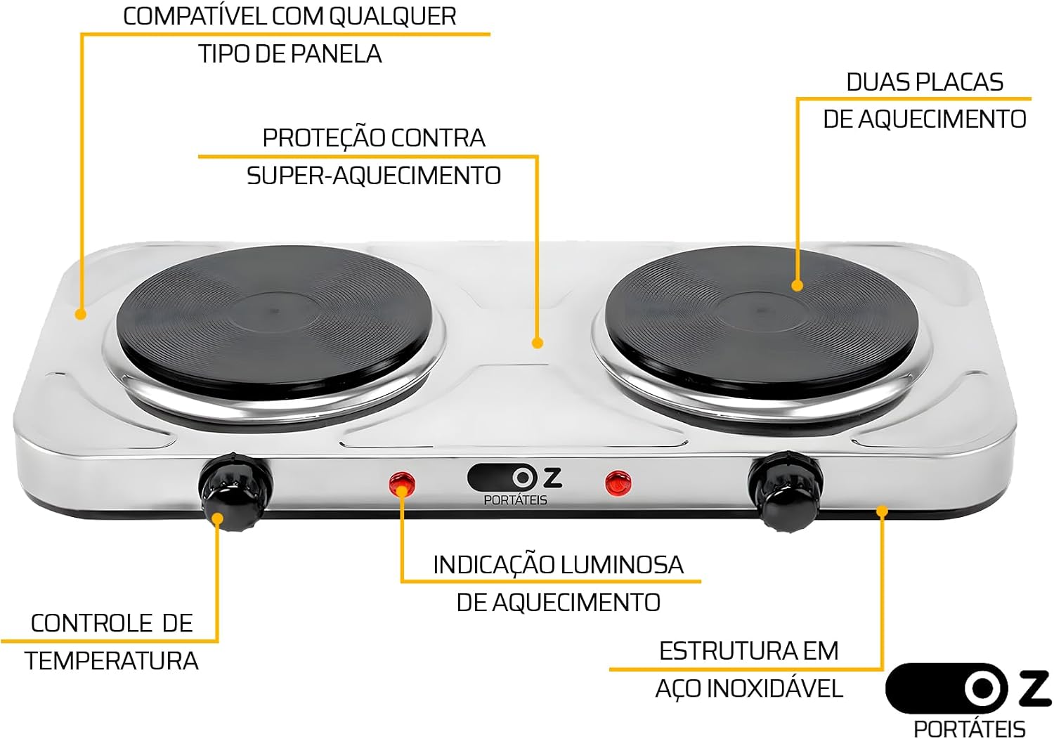 Fogão Elétrico Cooktop 2 Bocas FE2000 127V — foto 2