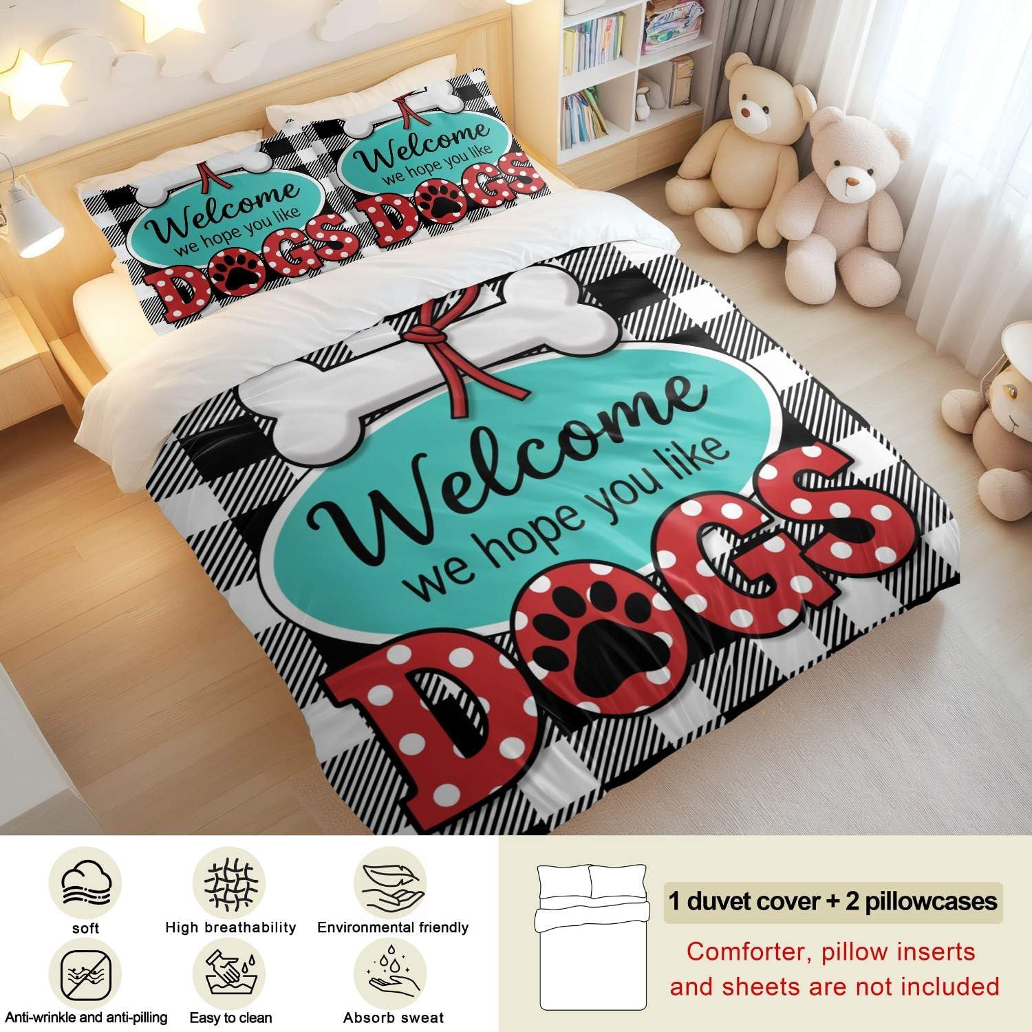 Jogo de Cama Estampa de Cachorro 3D - Microfibra Escovada — foto 3