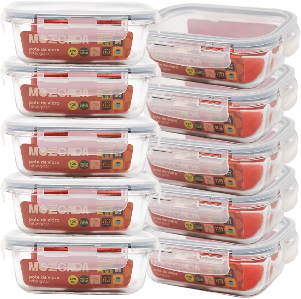 Kit de Potes Herméticos de Vidro Borossilicato para Alimentos