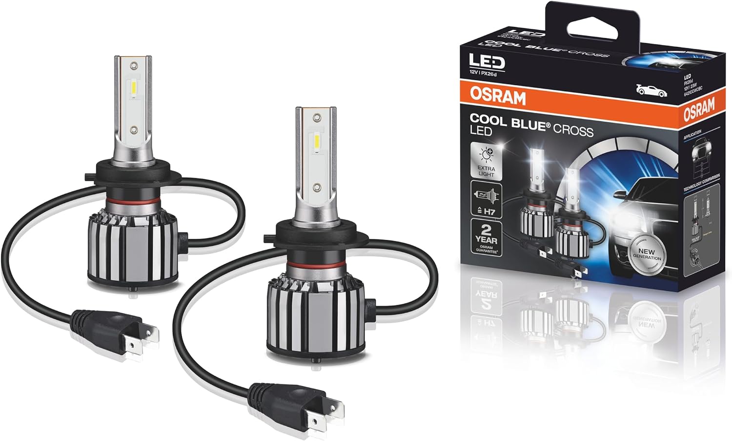 Kit Lâmpadas LED H7 Osram Cool Blue Cross 64210CW CBC - 23W - 12V - 6000K