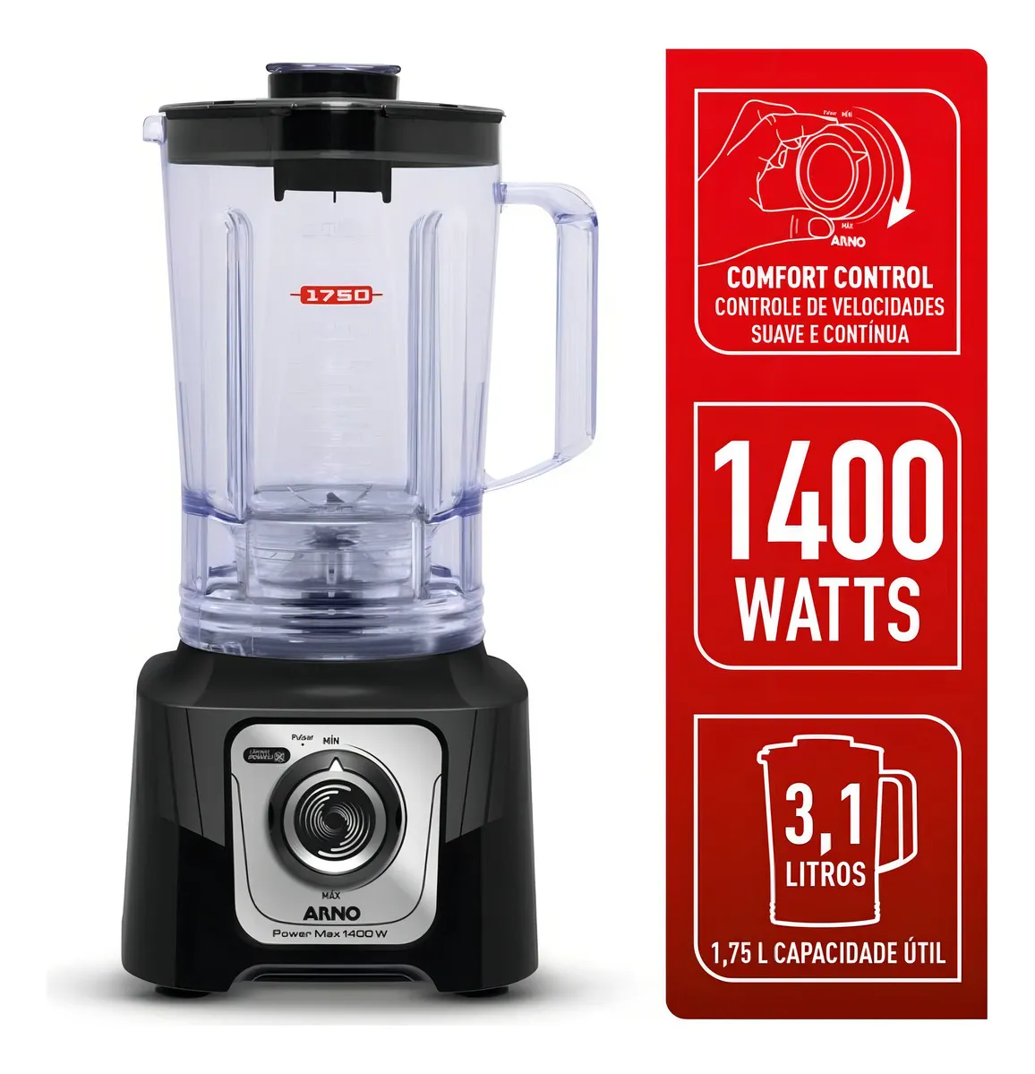 Liquidificador Arno Power Max LN65 Comfort Control 1400W Bivolt — foto 4