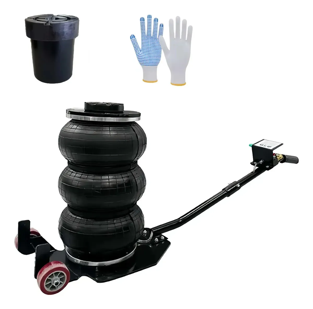 Macaco Pneumático Triplo 3t com Rodas e Alça - Ideal para Carros, SUVs e Caminhonetes