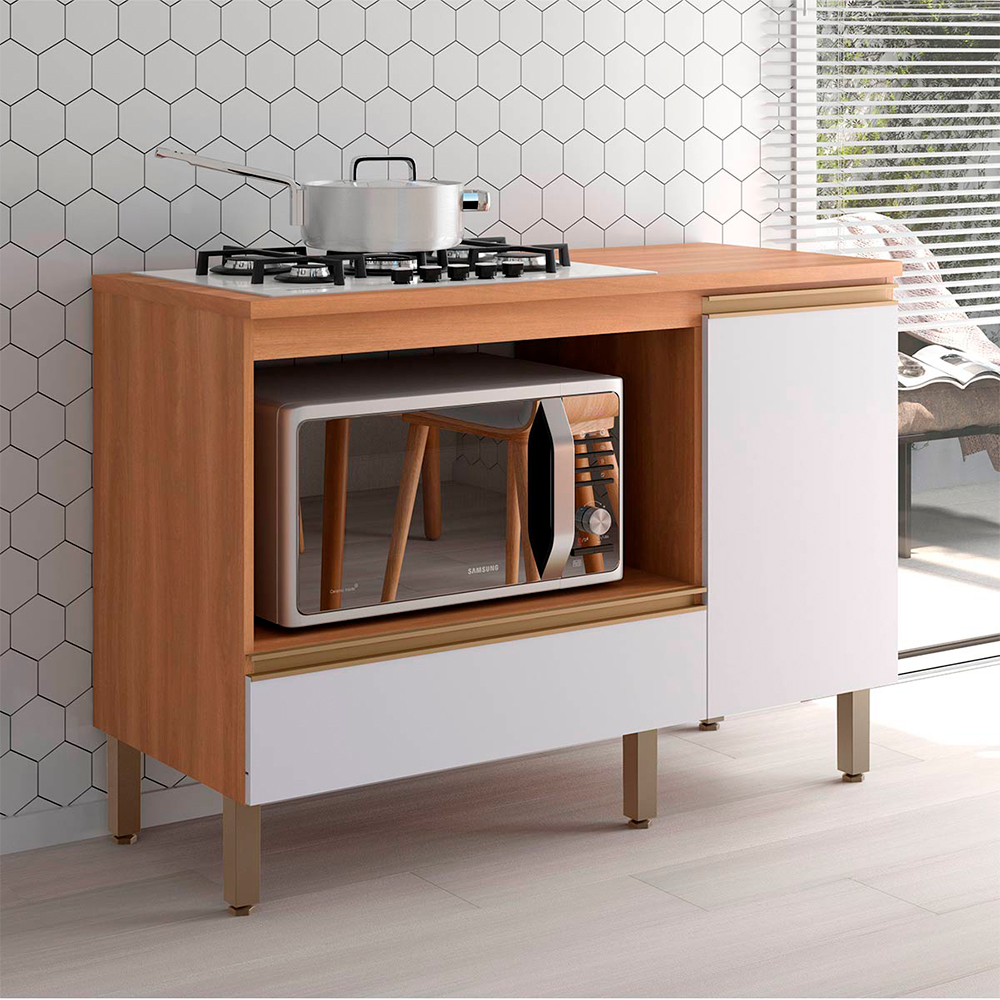 Balcão para Cooktop Telasul Macadamia 1 Porta 1 Gaveta