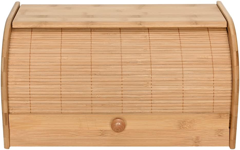 Mimo Style Porta Pães de Bambu com Tampa Retrátil