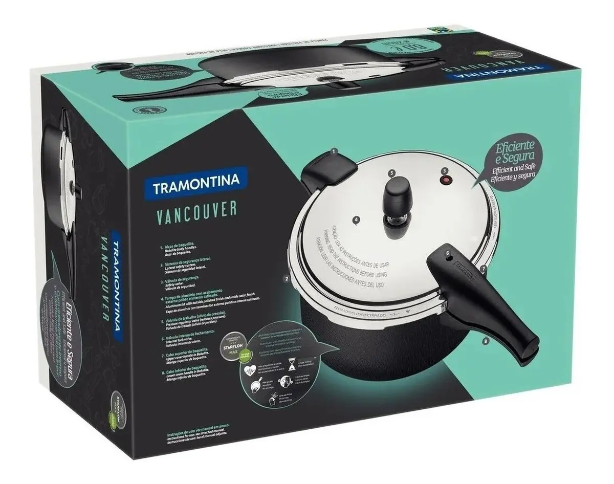 Panela de Pressão Tramontina Vancouver 4,5L Revestimento Starflon Max — foto 4