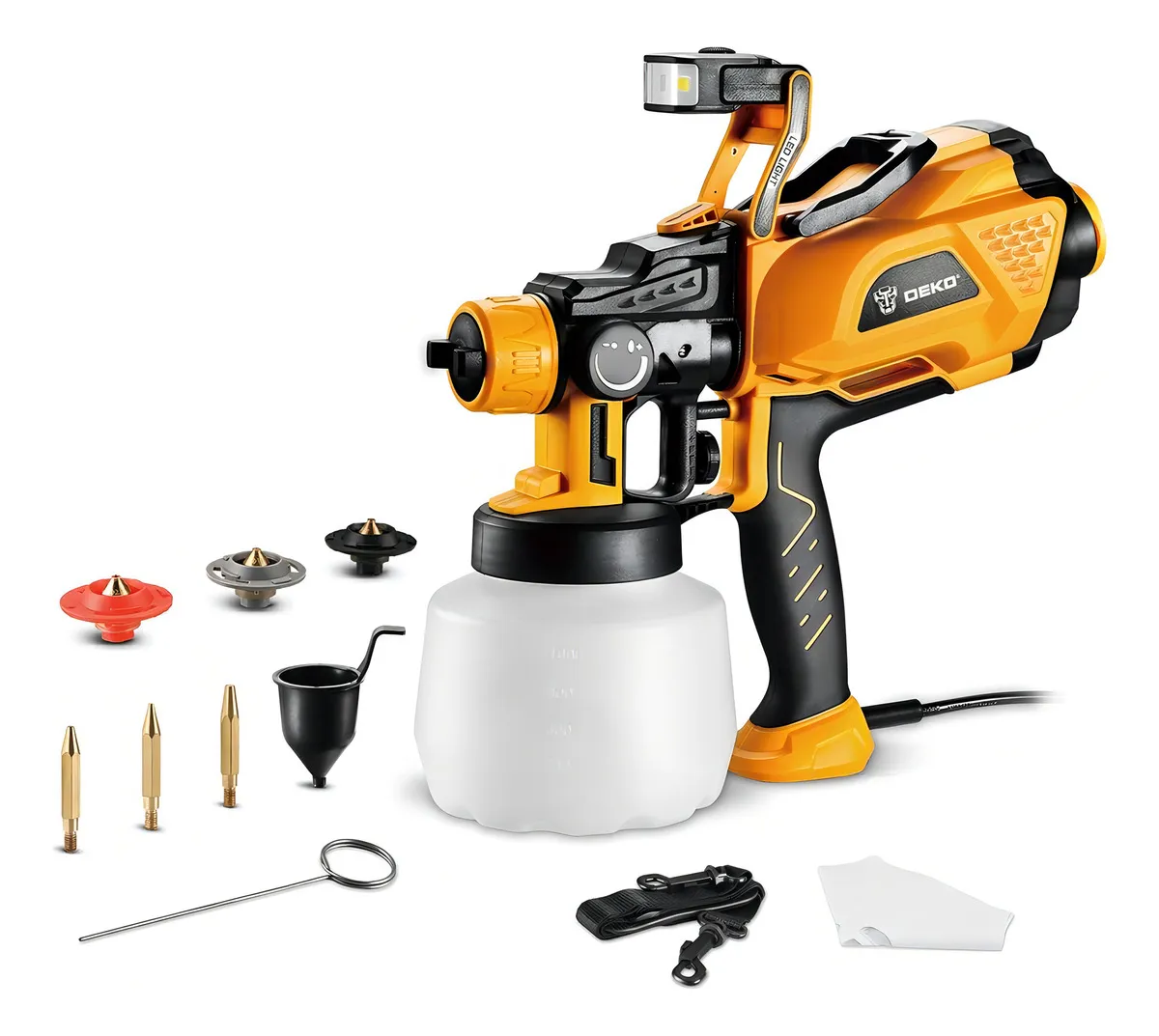 Pistola de Pintura HVLP Deko 600W com LED e 3 Bicos