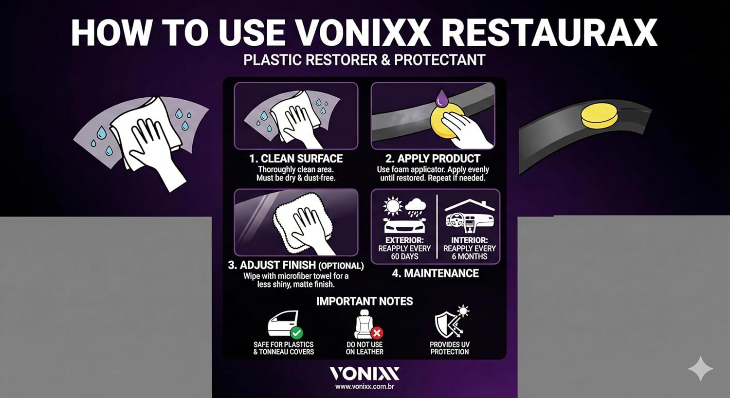 Vonixx Restaurax 500ml - Restaurador de Plásticos — foto 5
